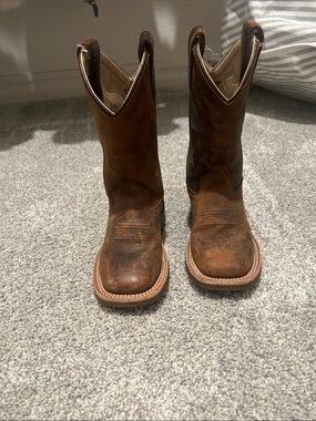 Old West Brown Leather Kids Western Boots